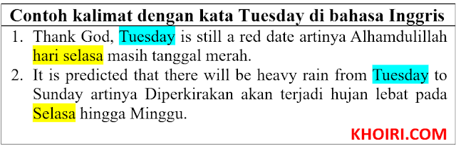 21 Contoh Kalimat Tuesday di Bahasa Inggris dan Pengertiannya