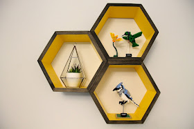 hexagonal yellow shelves