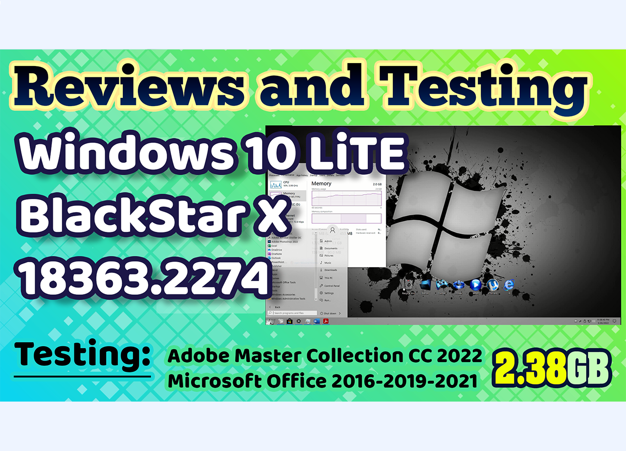 Review Windows 10 LiTE BlackStar X-Pro 19H2 (18363.2274) PreActivated