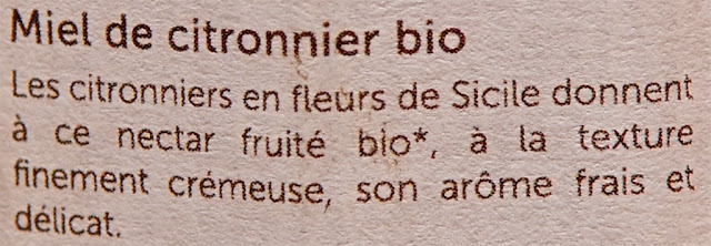 Miel de Citronnier Bio - Famille Mary - lemon tree honey - dessert - bio - Italie - Sicile - Miel de citronnier