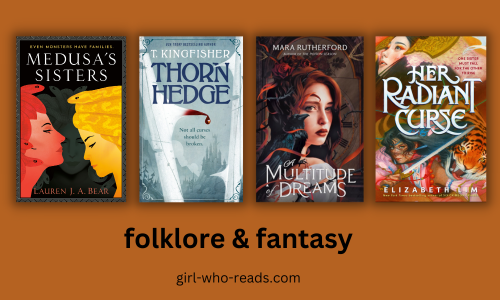 book covers of the 4 fantasy and folklore novels reviewed