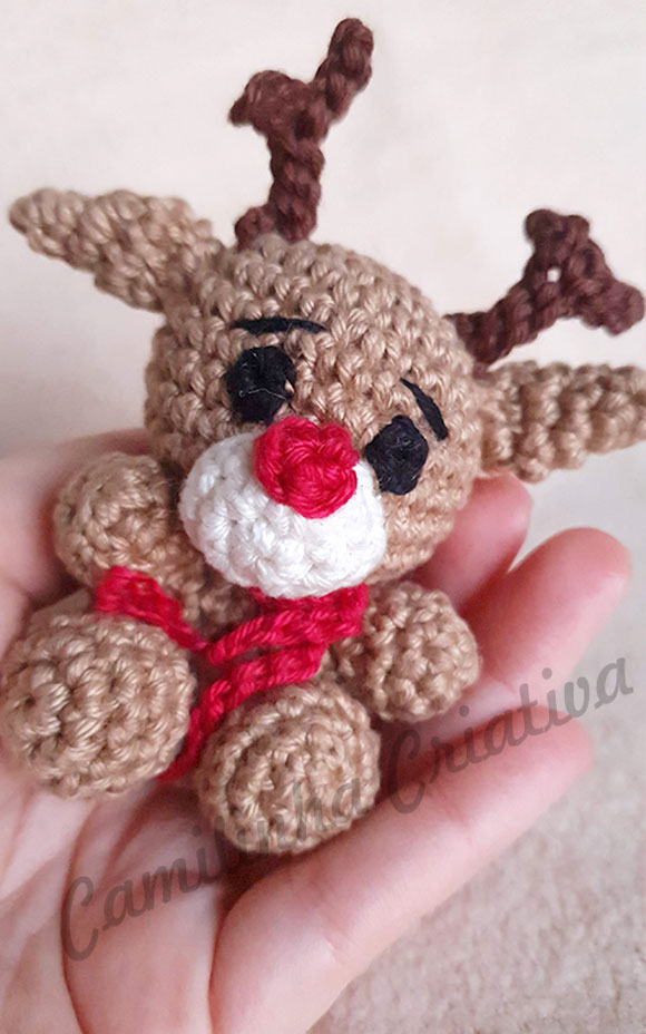 Receita grátis - amigurumi - Rena Natalina