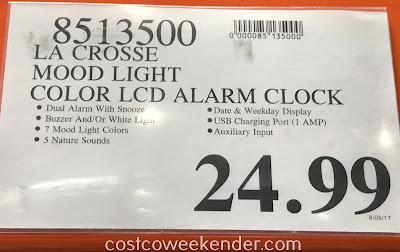 Deal for the La Crosse Mood Light Alarm Clock (model C85135) at Costco