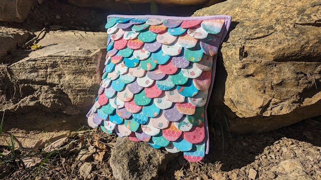 Mermaid pillow with 3-D scales