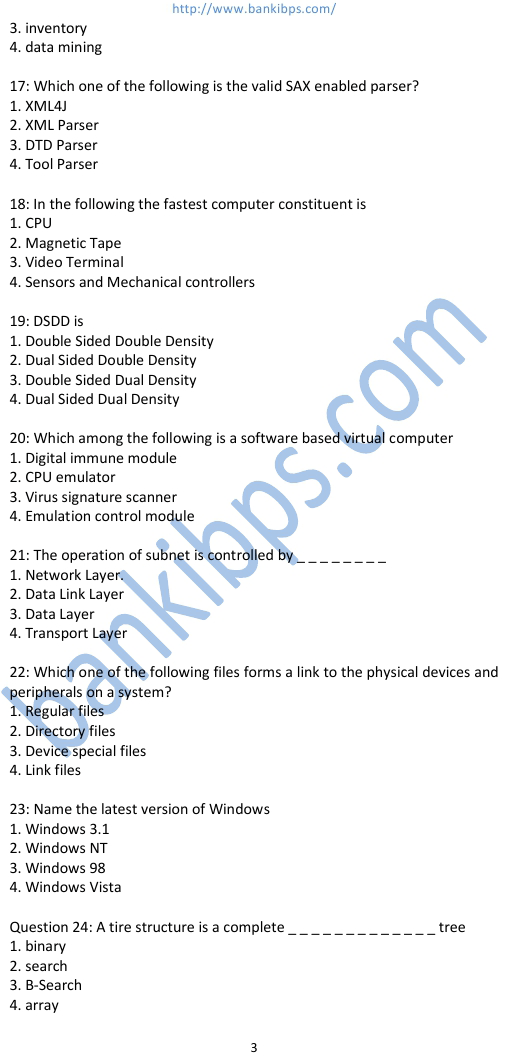 bank po computer awareness questions