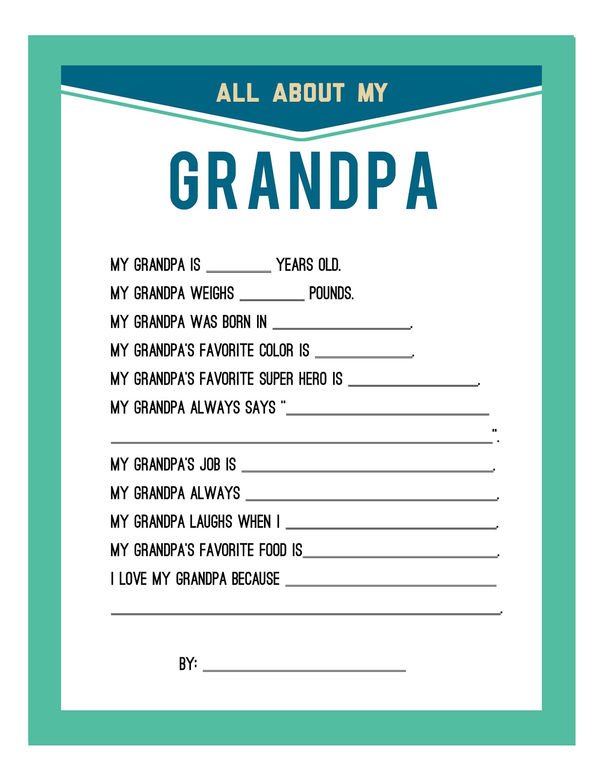 Download Fathers Day Printable