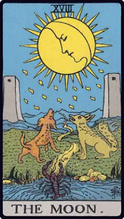 XVIII - The Moon - Tarot Card from the Rider-Waite Deck