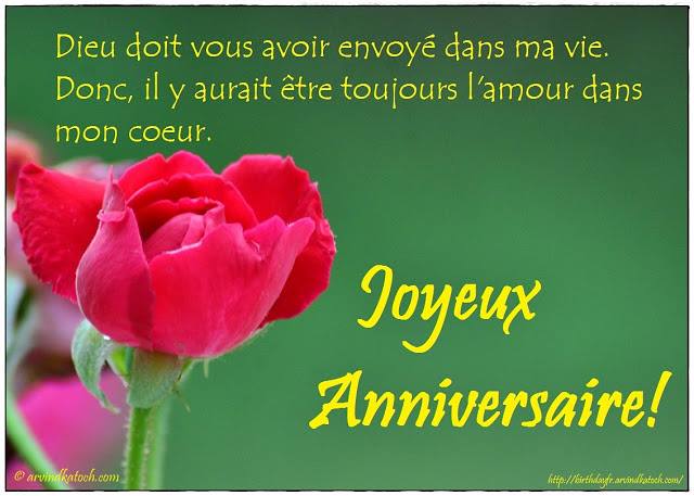 French, Birthday Card, Dieu, vous, avoir, 