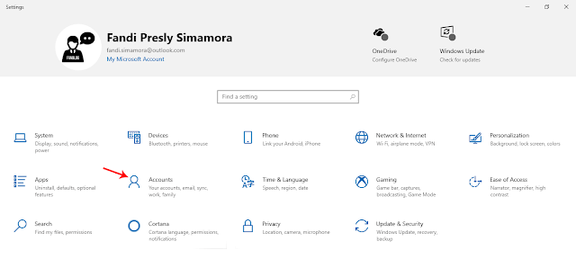 Mengganti Foto Profil Windows 10 Melalui Menu Accounts