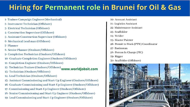 Hiring for Permanent role in Brunei for Oil & Gas