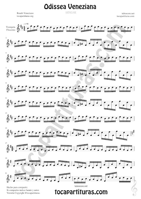  Trompeta y Fliscorno Partitura de Odissea Veneziana Sheet Music for Trumpet and Flugelhorn Music Scores p1