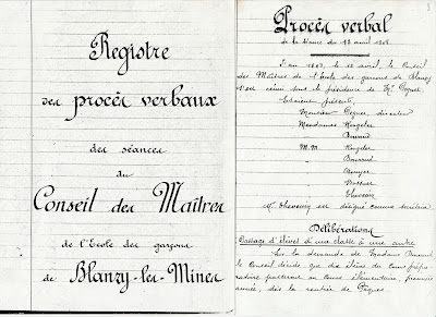 Extrait du registre des procès-verbaux des séances du Conseil de Maîtres de l’école de garçons de Blanzy (collection musée)