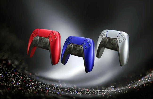 Three new metallic PS5 covers with matching controllers