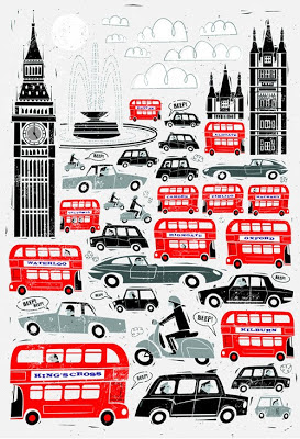 Red and black London traffic design