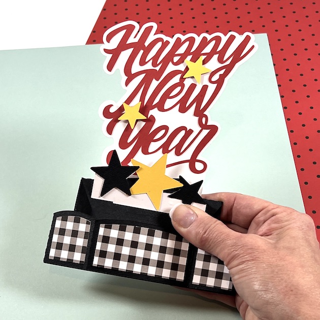 Happy New Year Pop-up Card made with a Lori Whitlock cutting file