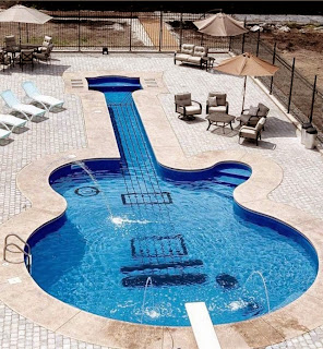 Amazing Swimming Pool Guitar Design Idea