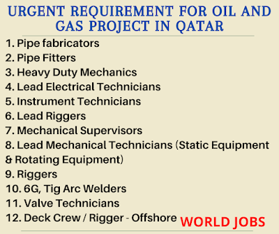 URGENT REQUIREMENT FOR OIL AND GAS PROJECT IN QATAR