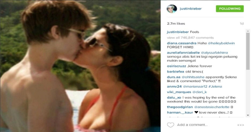 foto justin bieber menginginkan selena gomez kembali