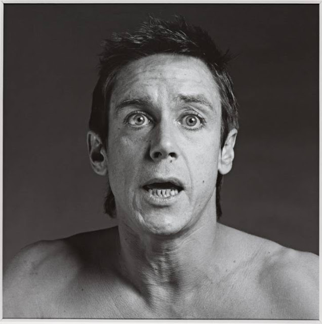 Retrato do busto de Iggy Pop, cantor e musicista de grande influência na cena musical alternativa das décadas de 70 e 80. Conhecido por seu estilo e comportamento irreverente, aparece na fotografia de espanto ou surpresa, com os olhos arregaladas e boca um pouco aberta, sendo visíveis seus dentes desalinhados e linhas de expressão. O fundo, como na maior parte das fotografias de Mapplethorpe, é nulo.