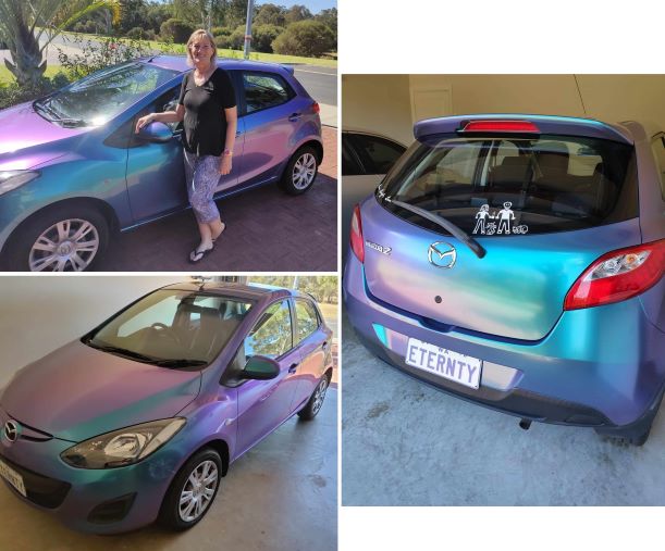 car wrapping in lavender turquoise Orafol