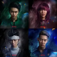 Os rostos dos quatro protagonistas centrais de Yu Yu Hakusho no Live Action da Netflix