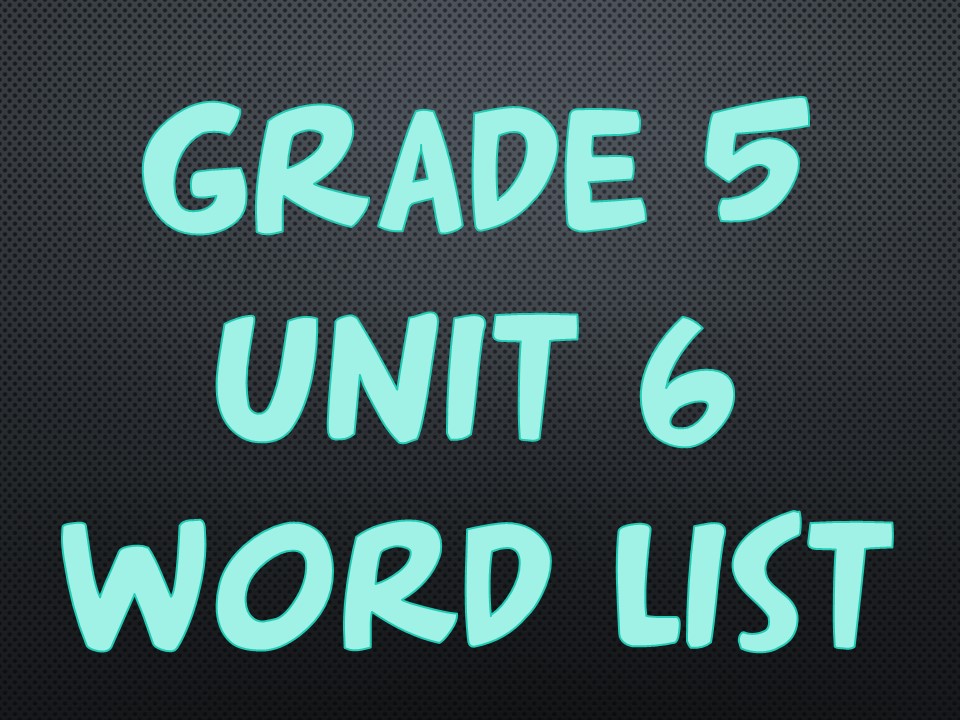 5. Sınıf 6. Ünite Kelime Listesi