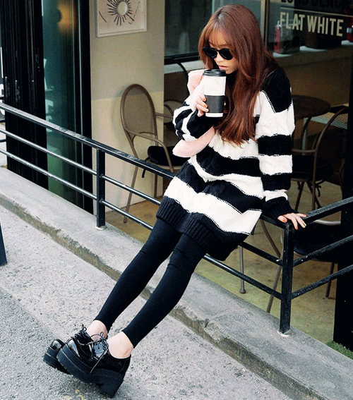 Striped Cable Knit Dress