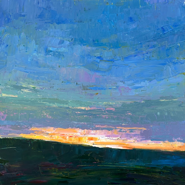 Steve Allrich painting of a Cape Cod marsh on an autumn evening, under a dramatic sky.