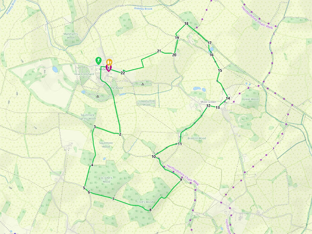 Map for Walk 98: Ardeley South-East Loop