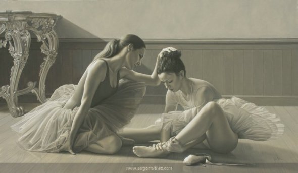 Sergio Martínez arte pinturas retratos hiper-realistas mulheres dançarinas