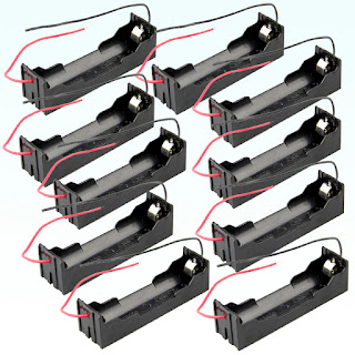 Battery Holder 18650 DC Power Type Snap Case Box 2 Lead ABS Plastic 10 pcs