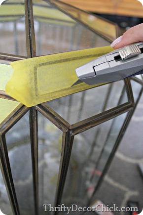 taping off glass on light fixture