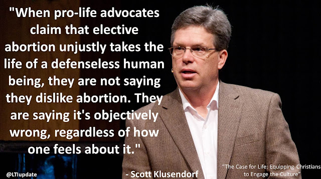 Quote from Scott Klusendorf's book "The Case for Life"- "When pro-life advocates claim that elective abortion unjustly takes the life of a defenseless human being, they are not saying they dislike abortion. They are saying it's objectively wrong, regardless of how one feels about it." #Abortion #ProLife #ProChoice #ChooseLife #Morality #Politics