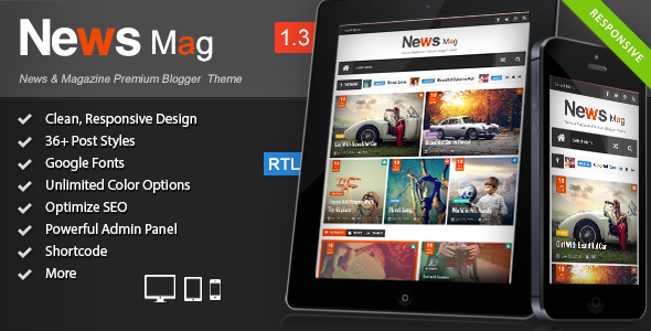 News Mag V1.3 - Responsive Magazine Blogger Template Free Download
