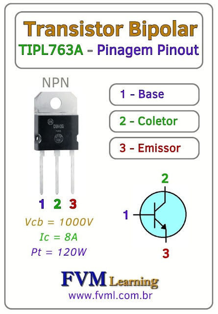 Datasheet-Pinagem-Pinout-transistor-NPN-TIPL763A-Características-Substituição-fvml