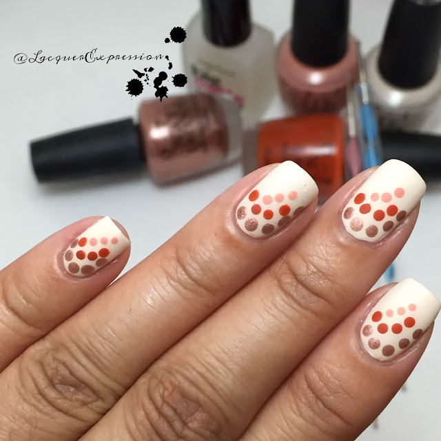 Fall-themed dotticure using polishes from the OPI Venice collection