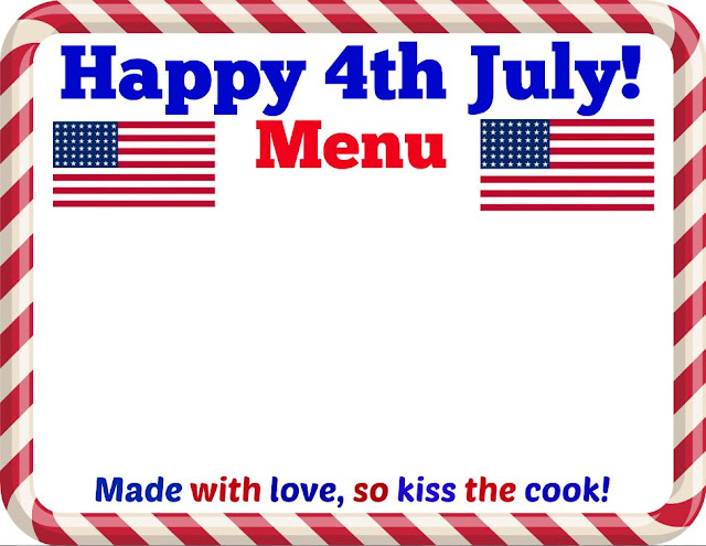 Happy 4th July Menu Printable 