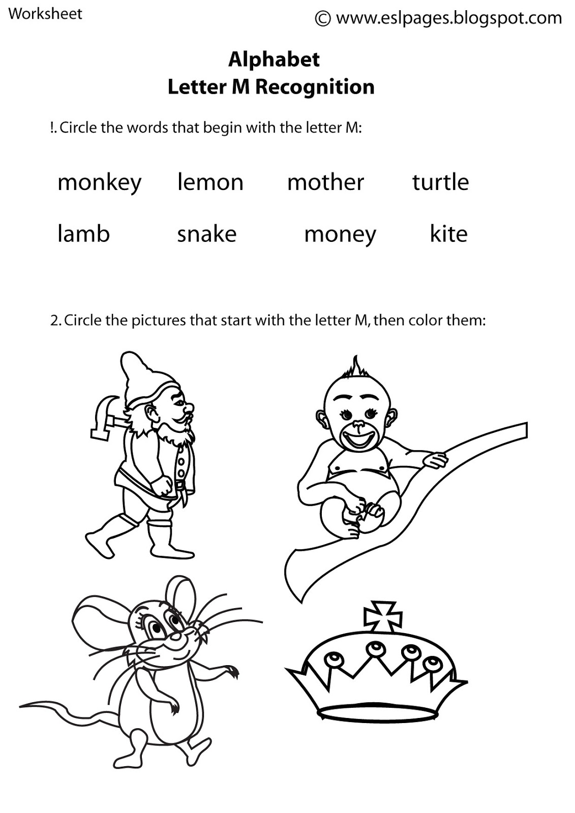 Esl Pages Alphabet Worksheets