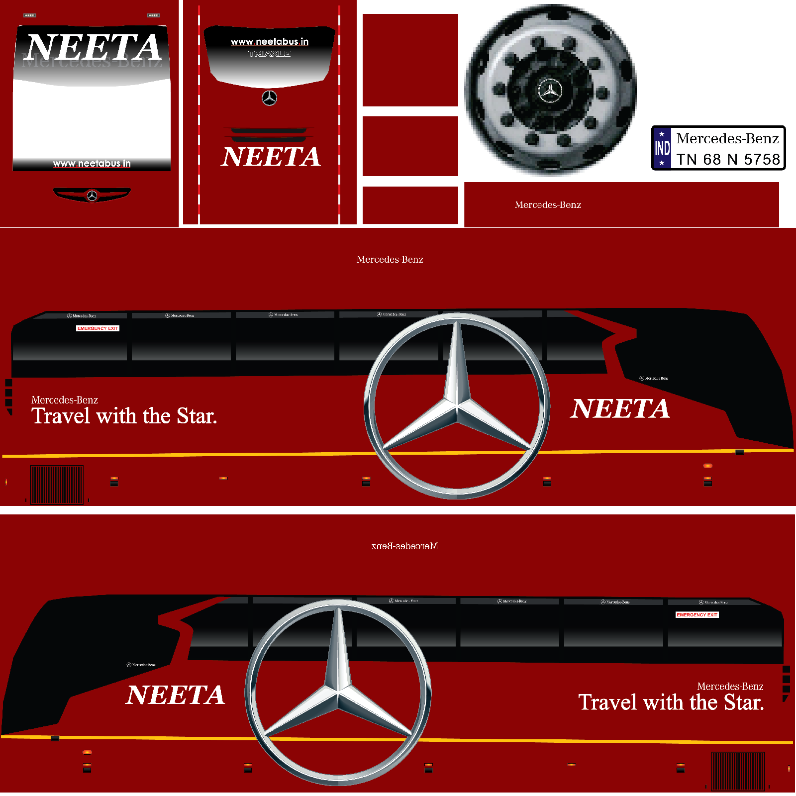 BUSSID :  NEETA BENZ Livery download | Neeta bus livery download | bus simulator indonesia livery