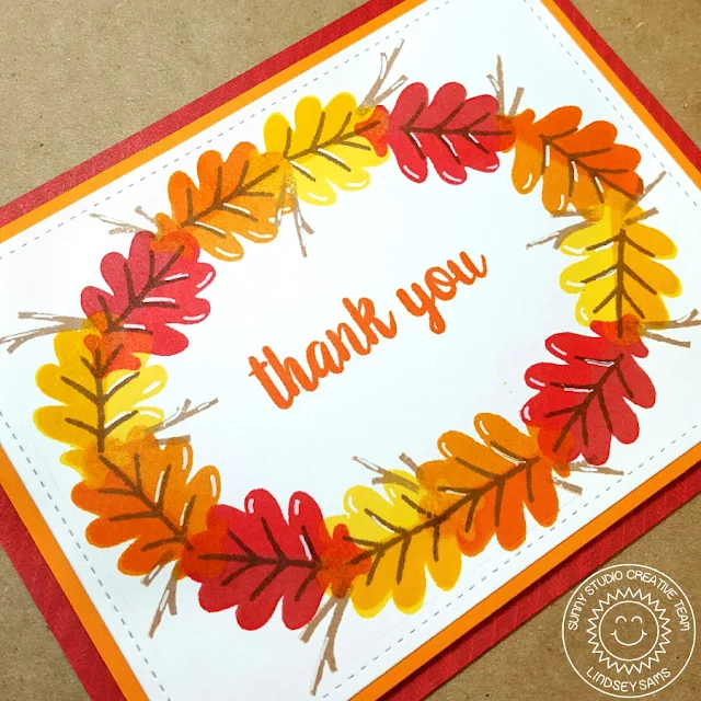 Sunny Studio Stamps: Autumn Splendor Fall Leaves Thank You Card by Lindsey Sams.