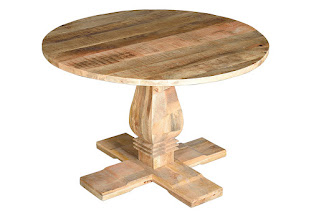 Mesa redonda madera maciza rustica pata tallada