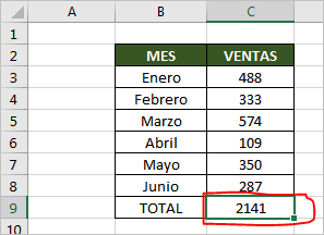 sumar varias celdas en Excel