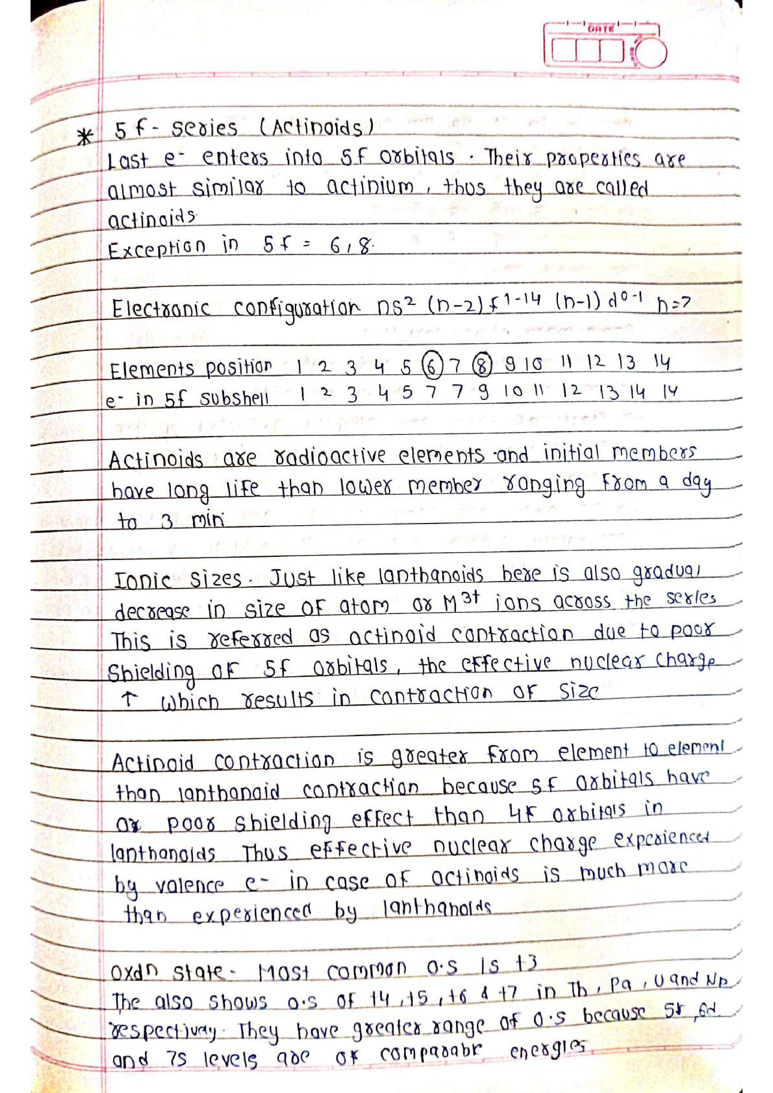 Handwritten D and F Block - Short Notes 📚