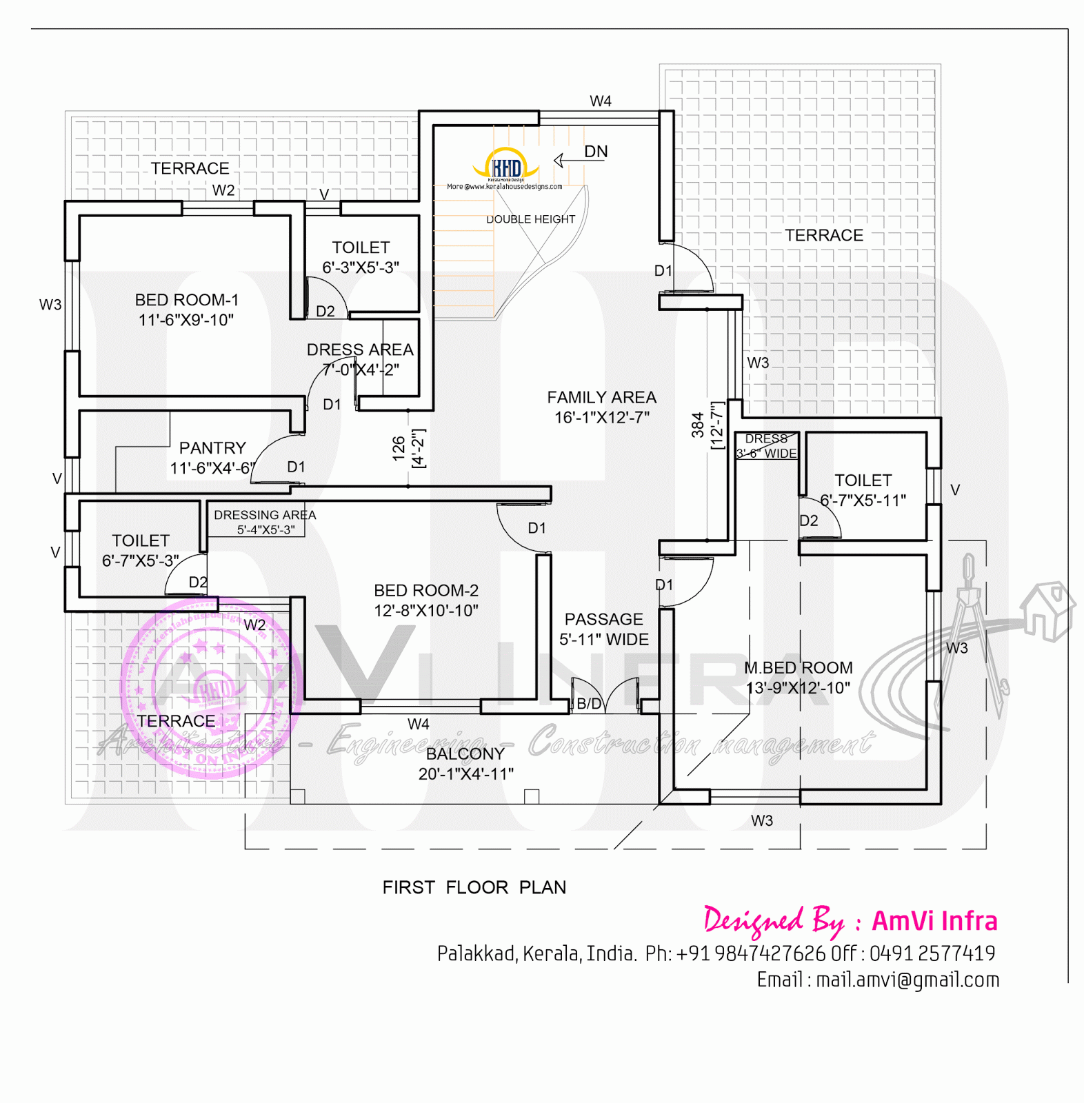  5  bedroom  house  elevation with floor plan  Indian House  Plans 