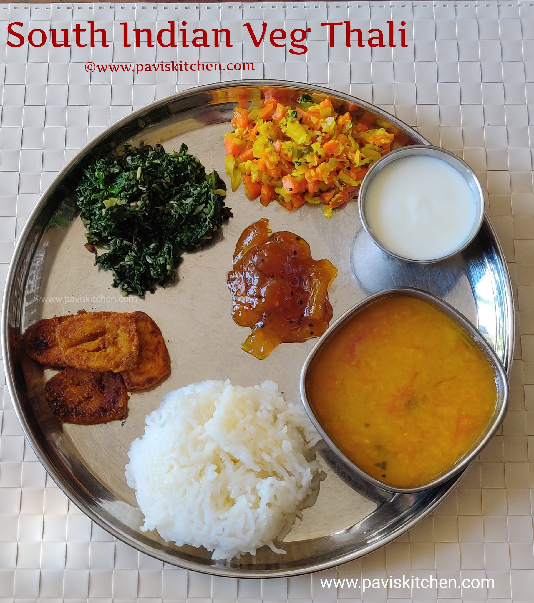 South Indian thali recipe | Vegetarian thali recipe | Indian lunch thali recipe