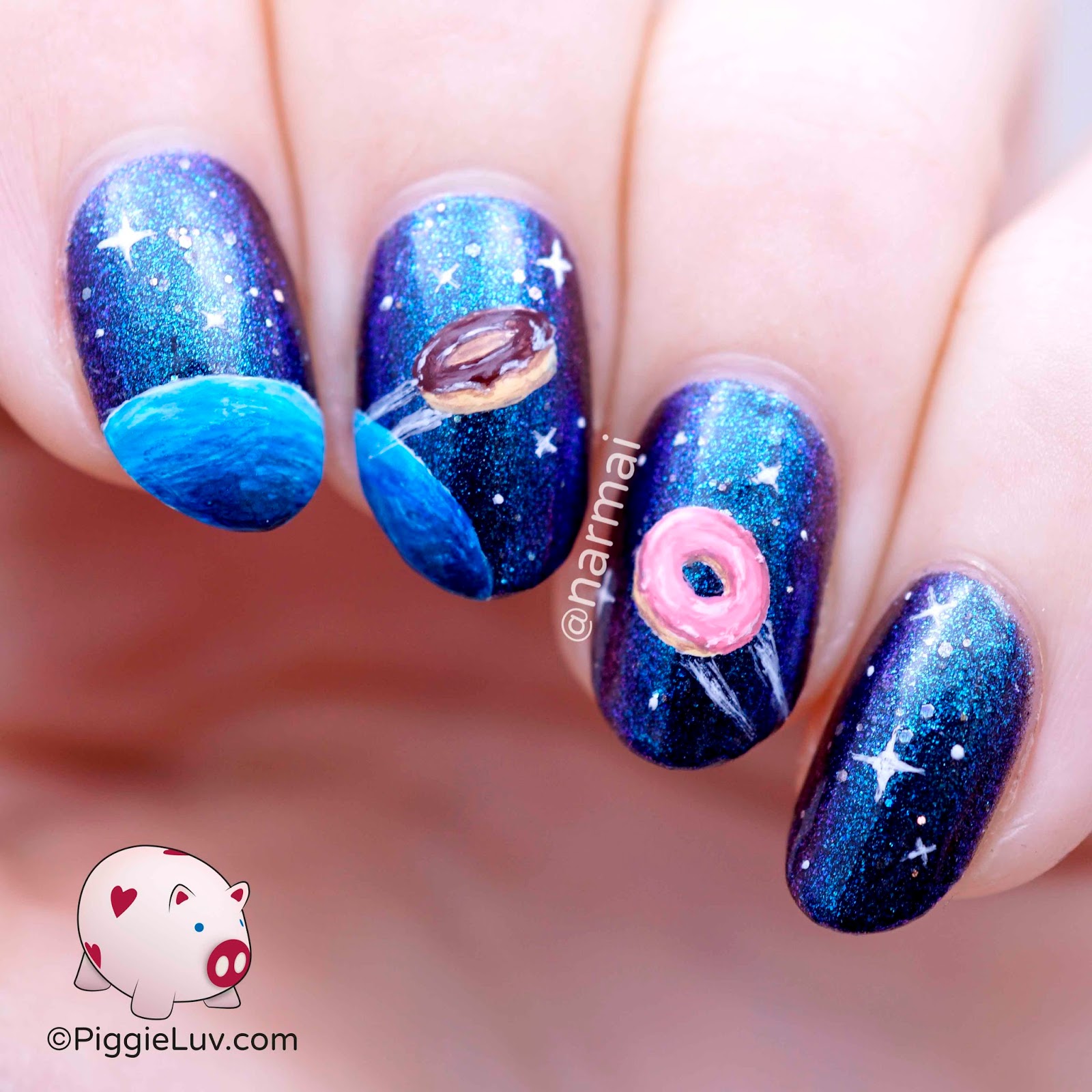 PiggieLuv: Galaxy donuts nail art