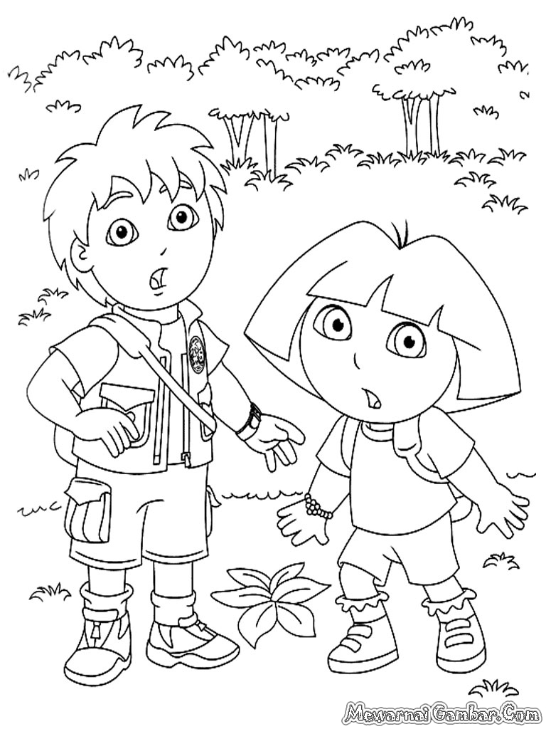 Mewarnai Dora The Explorer Mewarnai Gambar 