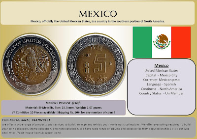 Mexico 5 Pesos VF Bimetallic Coins @ 60/-