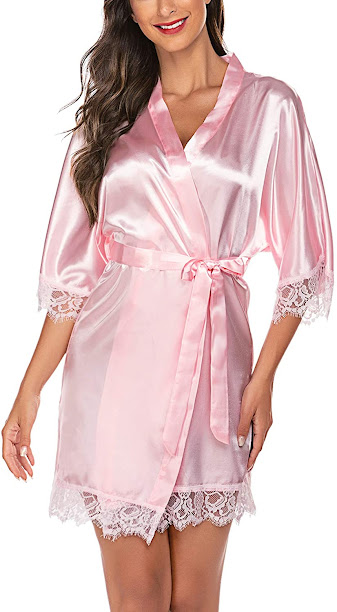 Beautiful Pink Satin Robes For Women