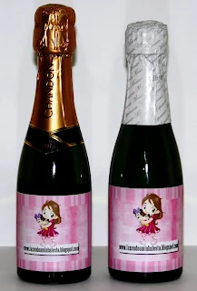 botellas de champagne con etiquetas imprimibles. 